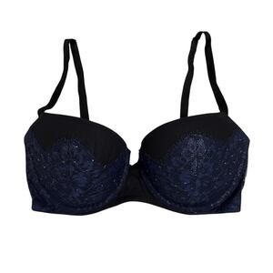 Victoria's Secret Black Push up Bra Very Sexy Uplift Balconette Size 32DD